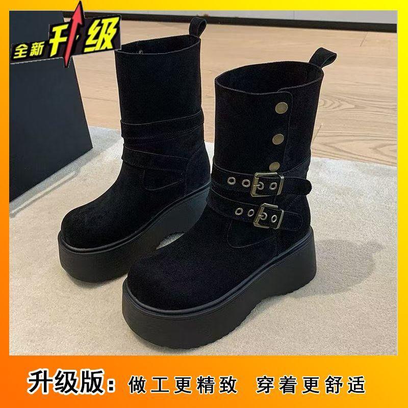 Casual thick-soled two-wear snow boots for women's autumn and winter new fashionable versatile velvet comfortable medium boots for children