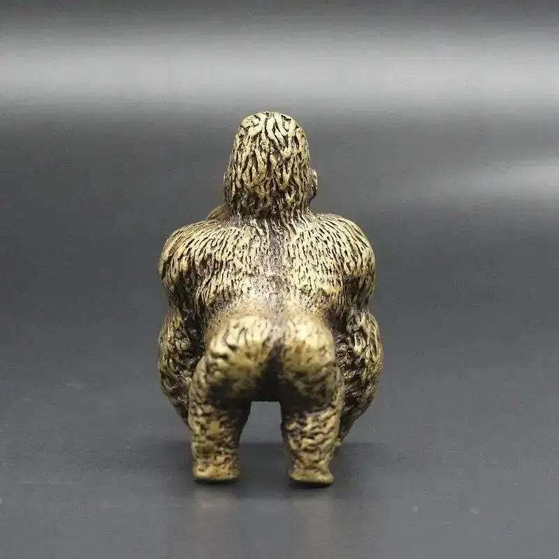 Exquisite Solid Copper Gorillas Small Ornament Copper Art Copper Pet Copper Handle Antique Micro Carving Antique Old Bronze Ware