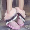 Winter, imitation fox fur rabbit fur snow boots medium boots thermal shoes fringed cotton shoes