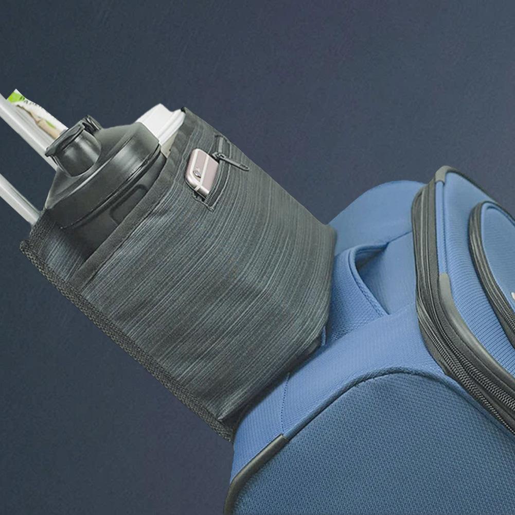 Travel Luggage Drink Bottle Bag Free Hand Hold Two Coffee Mugs Insulation Drink Bag Drink Carrier Fits Roll on Suitcase Handles