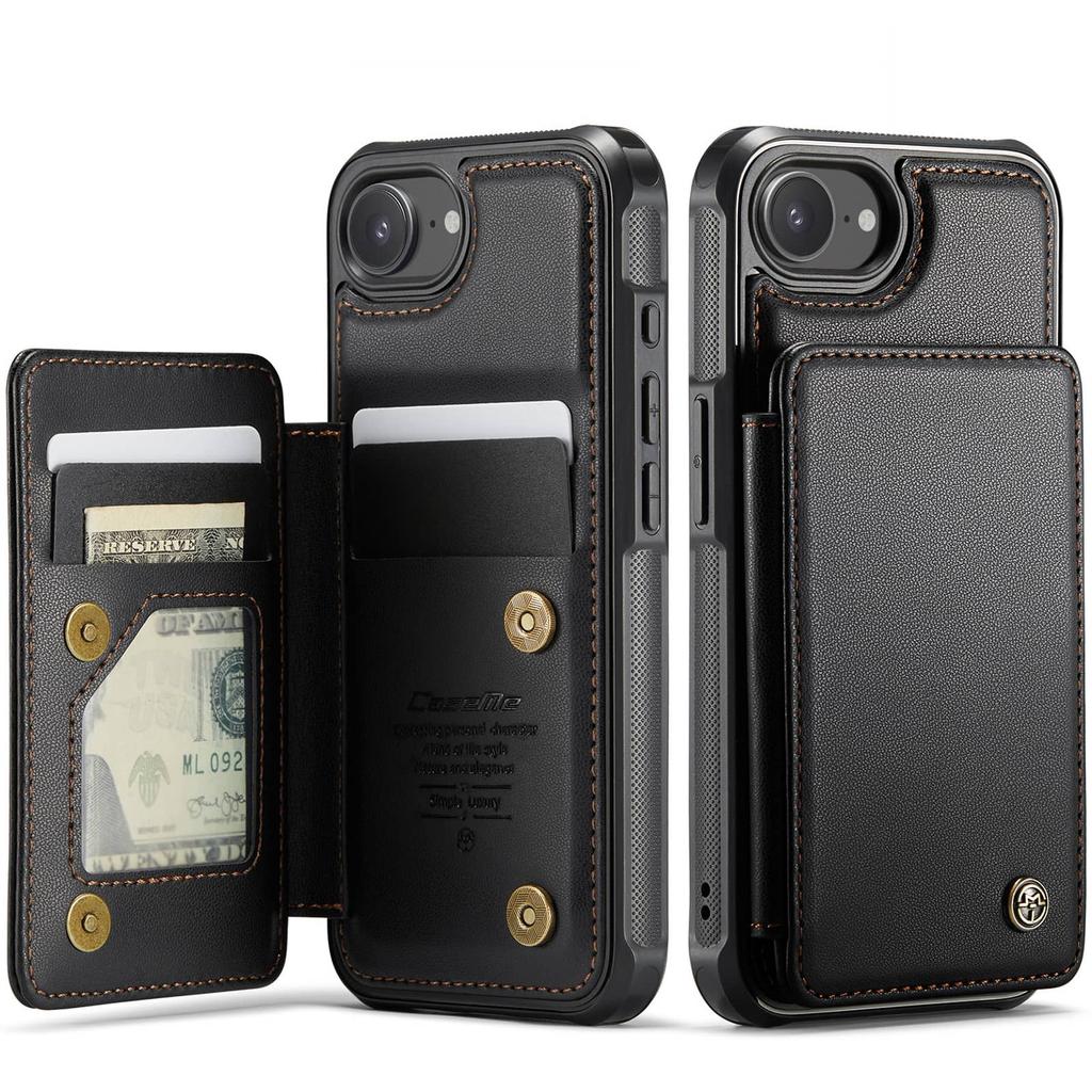 For iPhone 17e 16e Wallet Case PU Leather Flip Cover RFID Blocking Card Holder Magnetic Clasp Kickstand Shockproof Phone Case