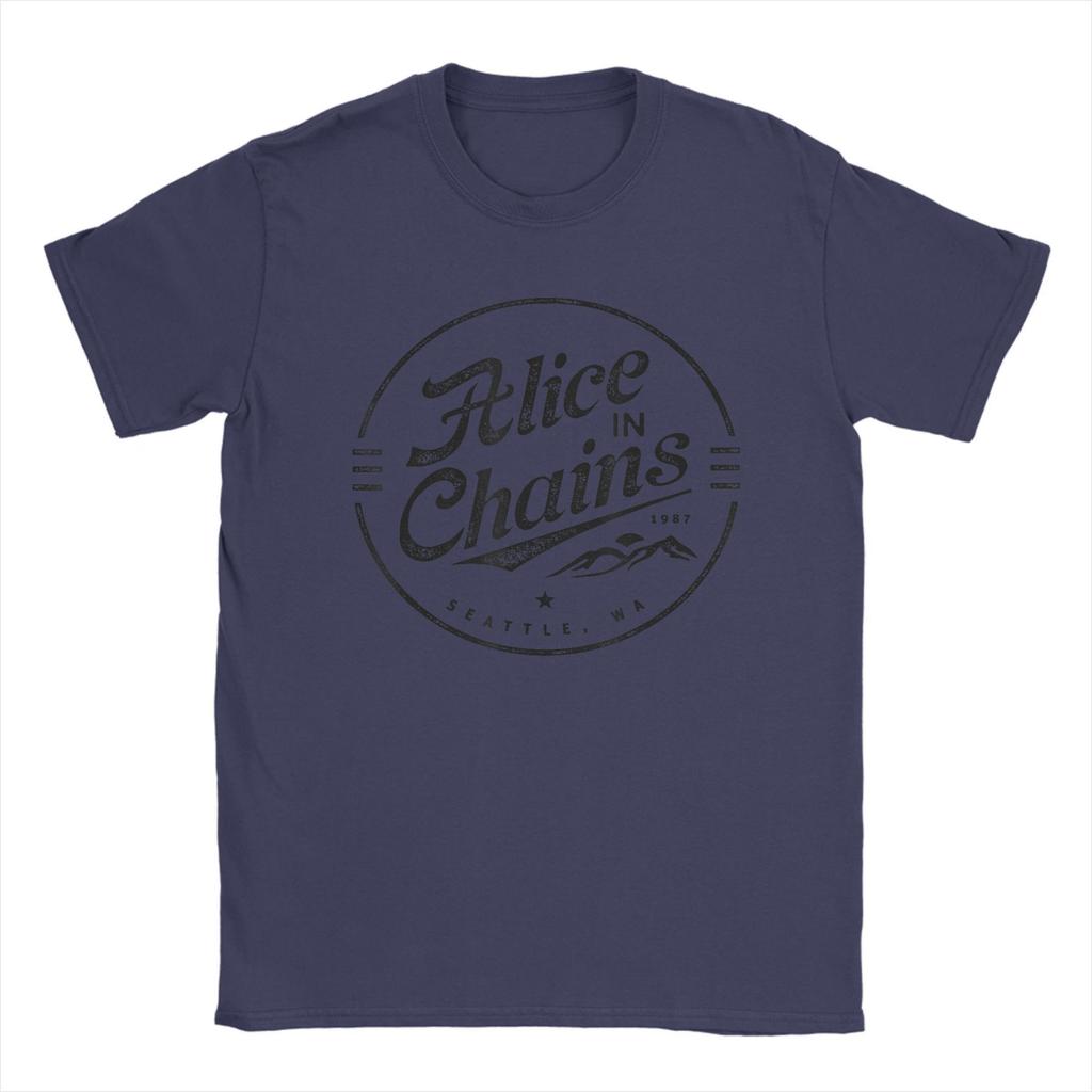 Alice in Chains Bandlogotyp T-shirt Herr Bomull Roliga T-shirts Rundhals Heavy Metal Musik T-shirt Kortärmad Merch Plus Size