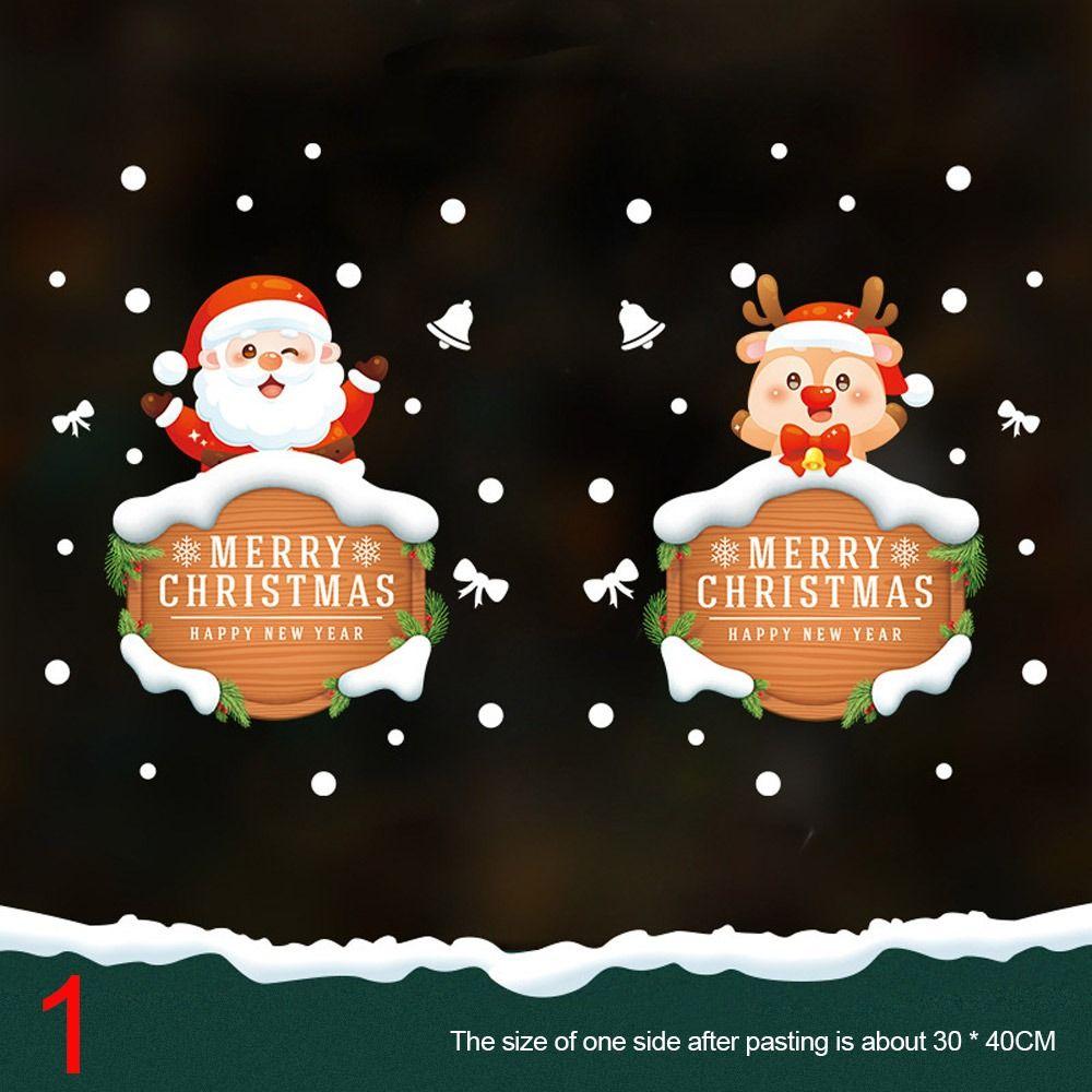 

Снежинка Санта Клаус Лось Наклейка на окно Счастливого Рождества Стеклянная наклейка Рождественская наклейка на стену Домашний декор 1
