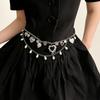 Double Layer Heart Pearl Waist Chain Vintage Silver Metal Belly Chain For Women Y2K Skirt Pants Accessory