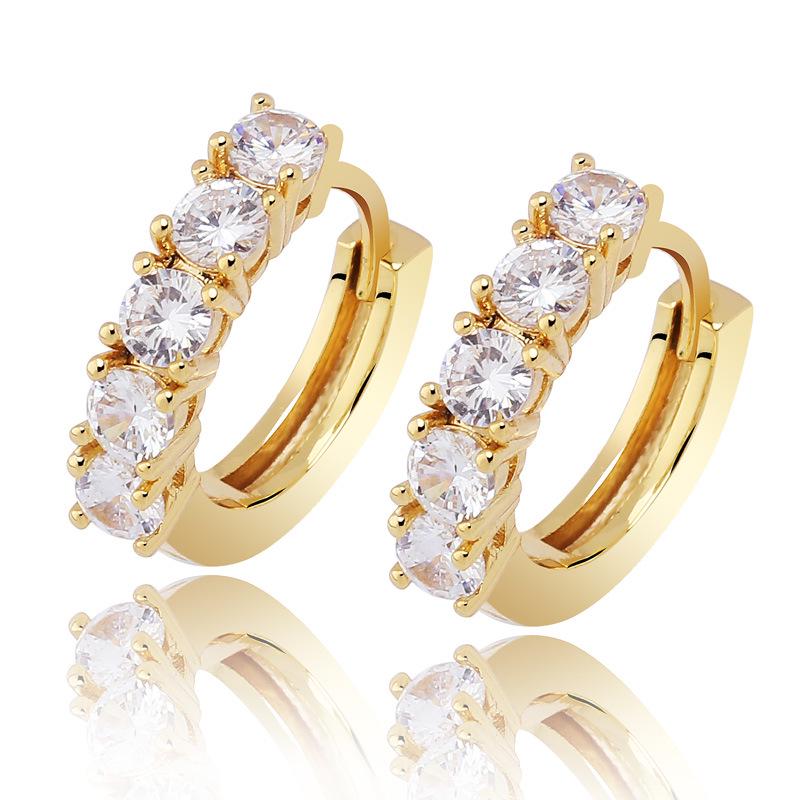 Zircon Hip Hop Hinged Hoop Earrings: Single Row Bling for Trendsetting Couples