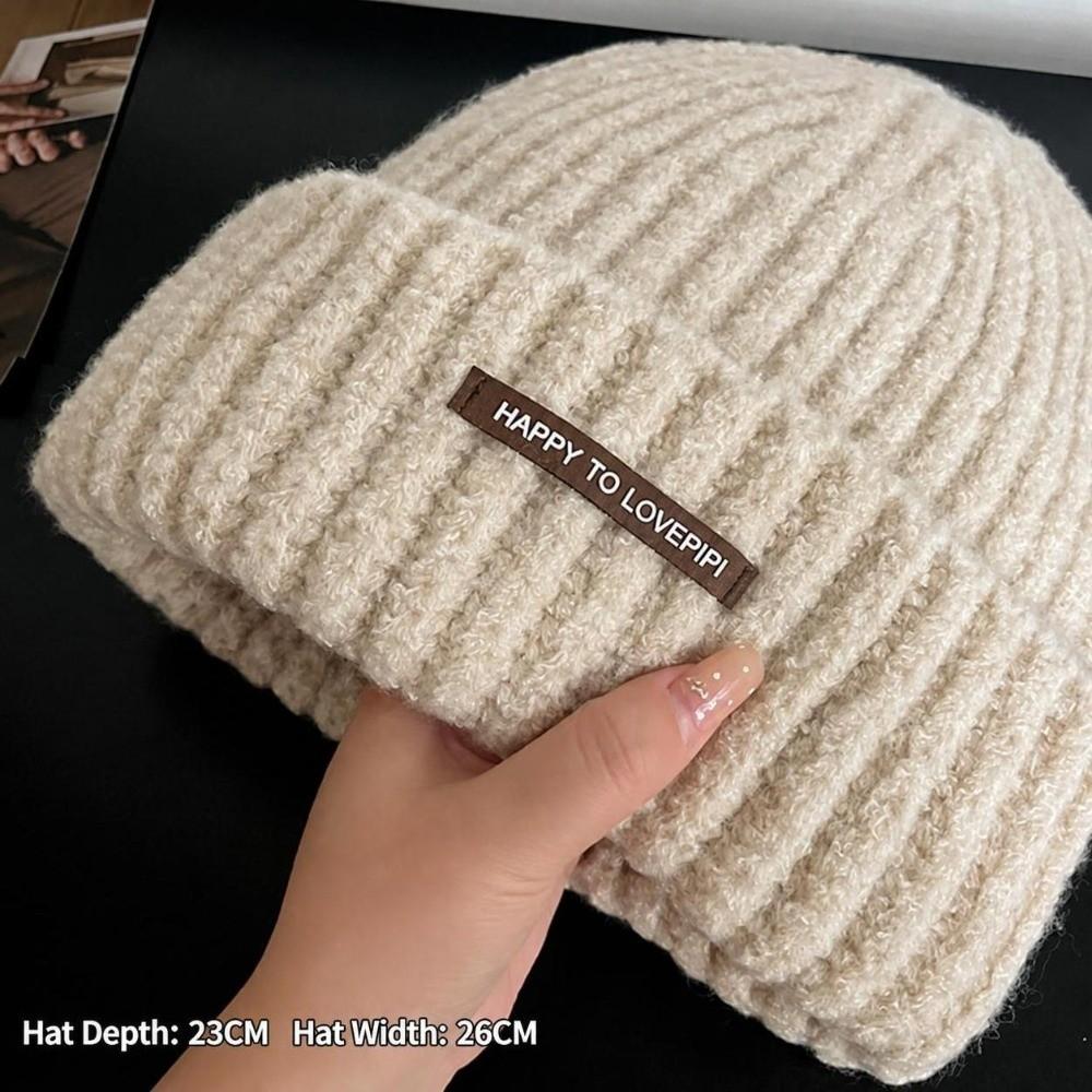 Thick Warm Knitted Beanie Hat Polyester Winter Beanie Hat Earflap Casual Beanie Hat  Cold Weather