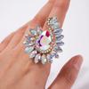 Stonefans Statement Water Drop Ring for Women Drag Queen Jewelry Gift Colourful Geometric Rhinestone Finger Ring Bridal Handmade