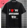 Moglie Felice Vita Felice Slogan Divertente Modello Maglietta Puro Cotone Girocollo Casual Manica Corta Magliette Per Unisex Stile Umoristico T-shirt