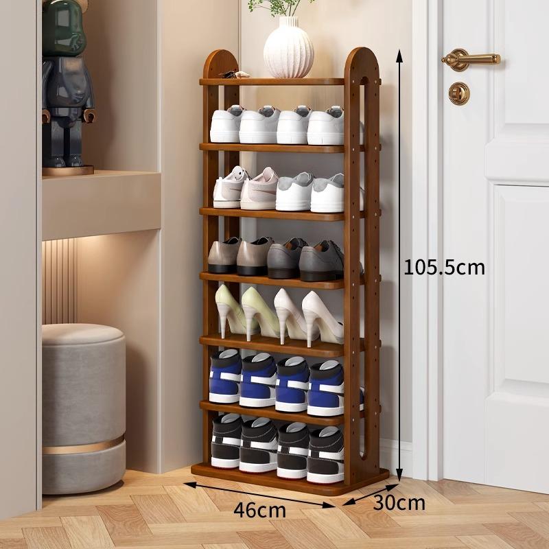 Adjustable Solid Wood Shoe Rack - Slim Entryway Organizer for Small Spaces Multi-Tier Storage Shelf for Dorms/Apartments &Closet