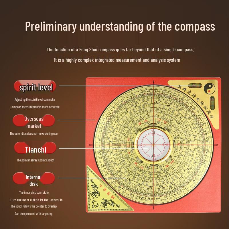OIMG Brass 5-inch 16-Layer Feng Shui Geomancy Compass