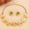 Necklace Earrings Set Exaggerated Snail Pendant And Earrings with Metallic Luster Bohemian Summer Party Jewelry for Beach Vacation And Party Wear