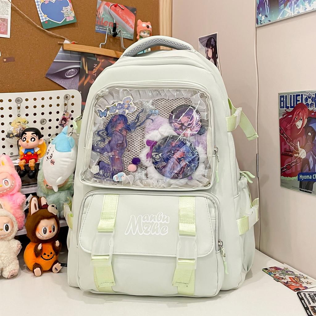 The schoolbag is fresh and cute, and the two-dimensional yuan bar is high school, high quality and large capacity.