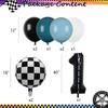9pcs Race Car Balloons Set Checkered Balloon Blue Black Balloon Boys One Happy 1st 2nd Vintage Two Fast Theme Party Number Decor