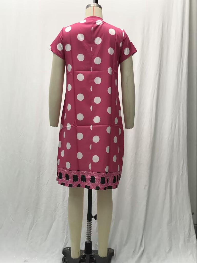 2025 Spring/Summer Polka Dot V-Neck Midi Dress - European & American Women's Fashion