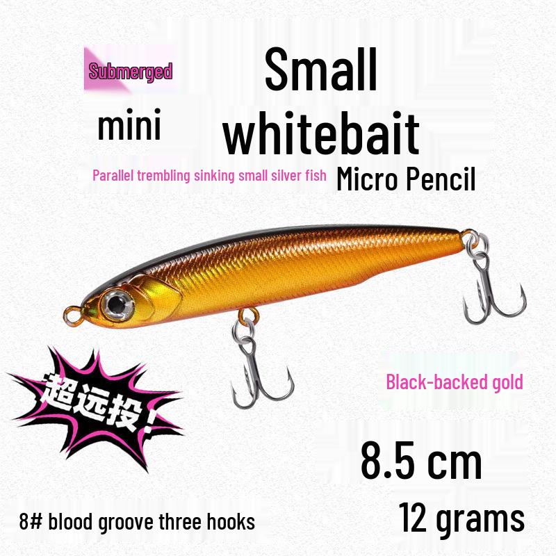 Small Silver Fish Pencil Twitching Long Cast Slow-Sinking Freshwater & Sea Fishing Lure for Mackerel & Asp