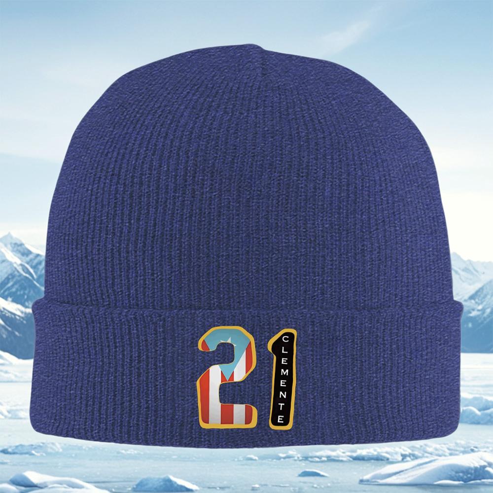

Clemente baseball player number twenty-one Men Women Unisex Knitted Hat Beanie Pullover Cap Winter Thermal Warm Christmas Outdoo