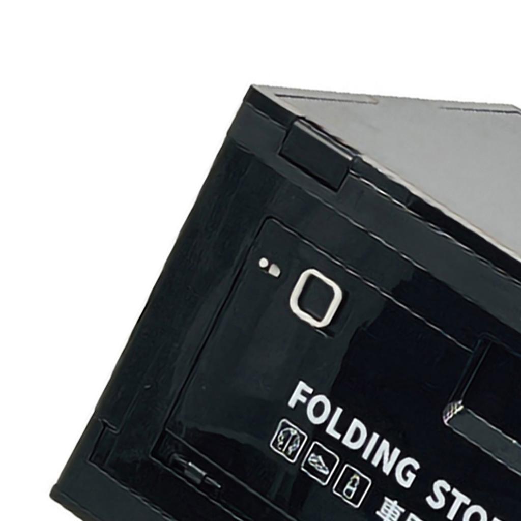 Outdoor Folding Storage Box with Wooden Cover Stackable Stable Practical Bin for Camping Car Boot Black White