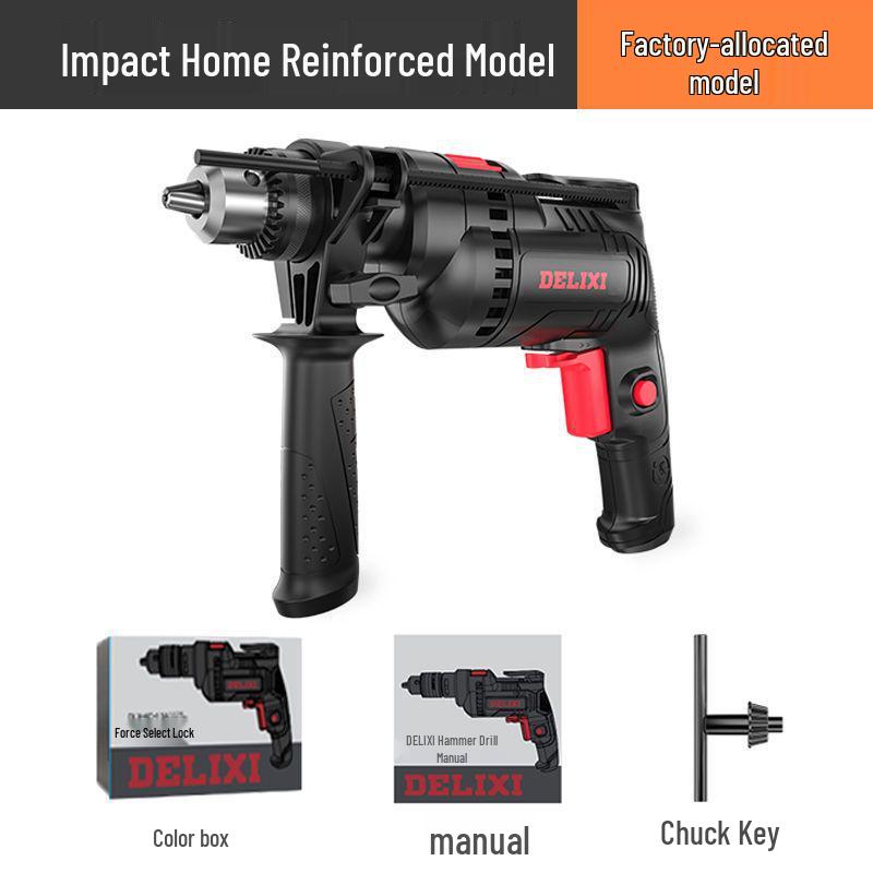 

Delixi Multi-functional Electric Hammer Drill, 220V High Power, Pistol Grip, Small Household Electric Screwdriver.