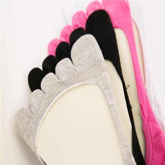Women Ankle Invisible Non Slip Cotton Silicone Hosiery Five Finger Toe Socks