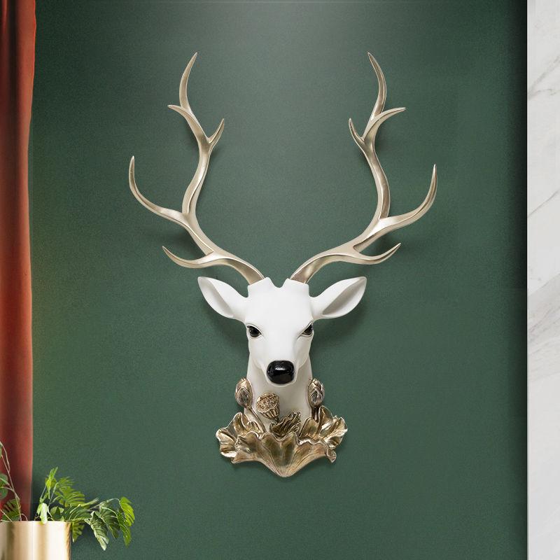 BEPAN Resin decorative items, American-style living room TV background wall decorations, wealth-attracting deer head wall hangers
