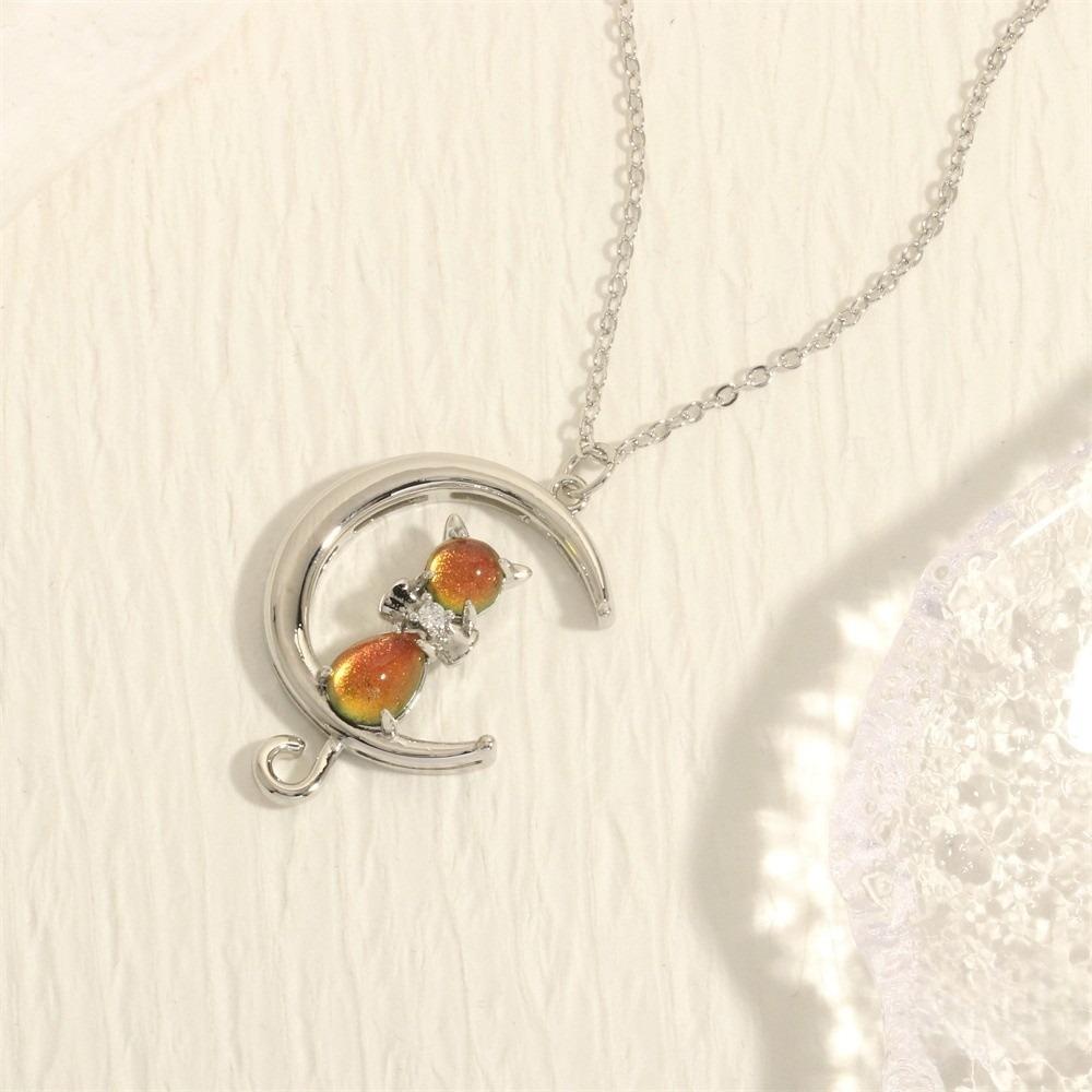Zircon Crescent Moon Necklace Copper Gold Plated Link Chain Neck Chain Party Favors