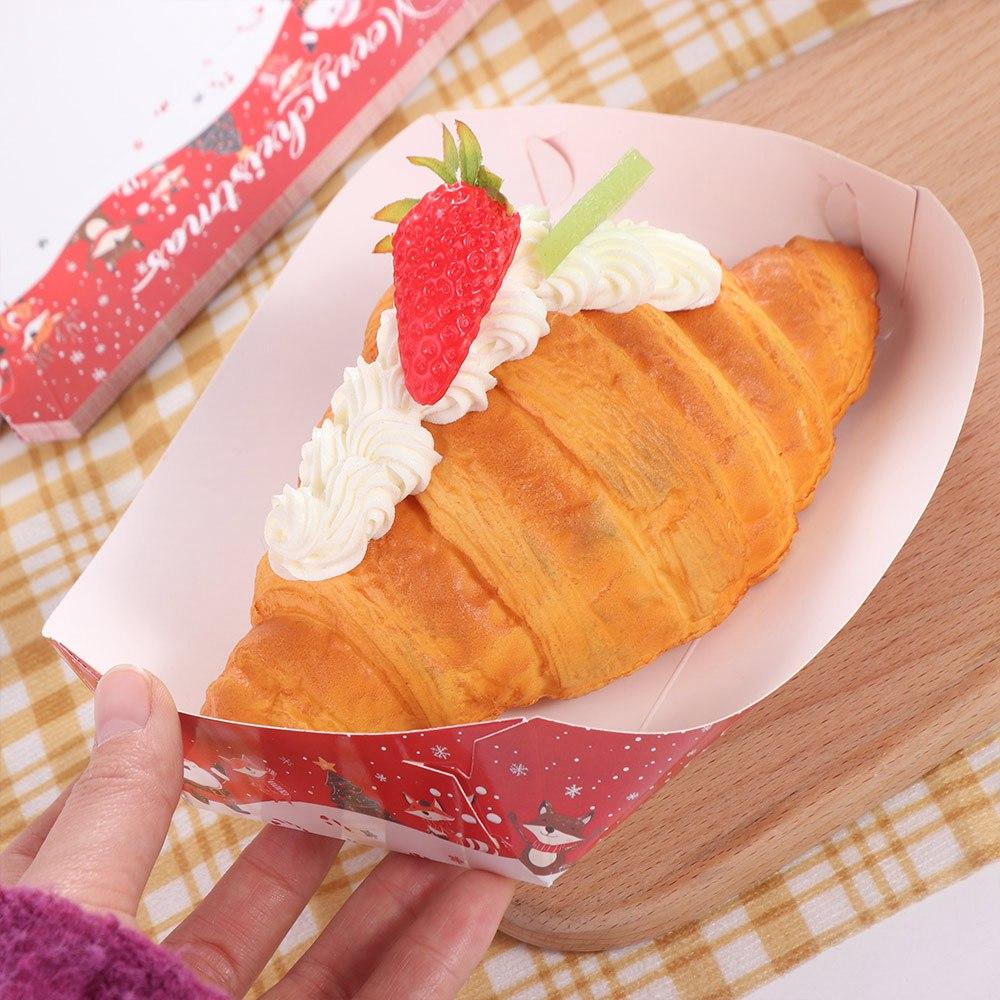 20 Stück Kreatives Weihnachtspapier-Lebensmitteltablett Papier Rechteckig Einweg-Papiertablett Frohe Weihnachten Praktisch