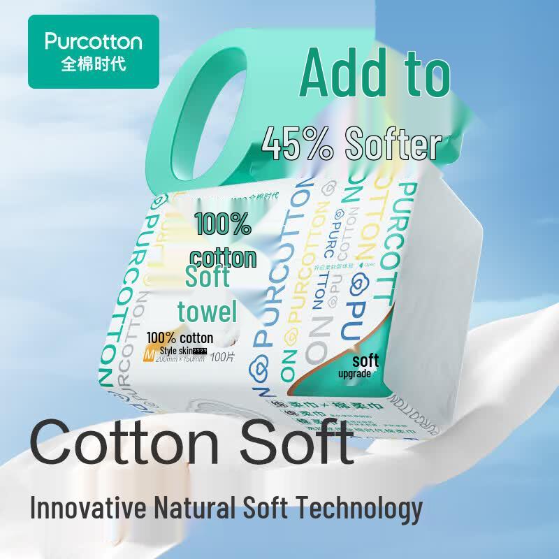 Purcotton 100% Cotton Disposable Facial Wipes