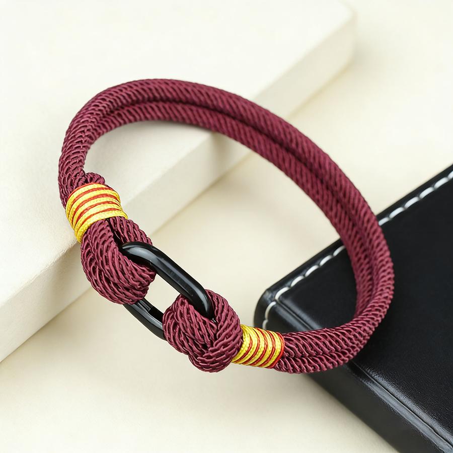Fashion Double Layer Cord Bracelet Men Red Yellow Striped Wristband For Daily Office Style 7 Colors Options Grade A Rope Braslet