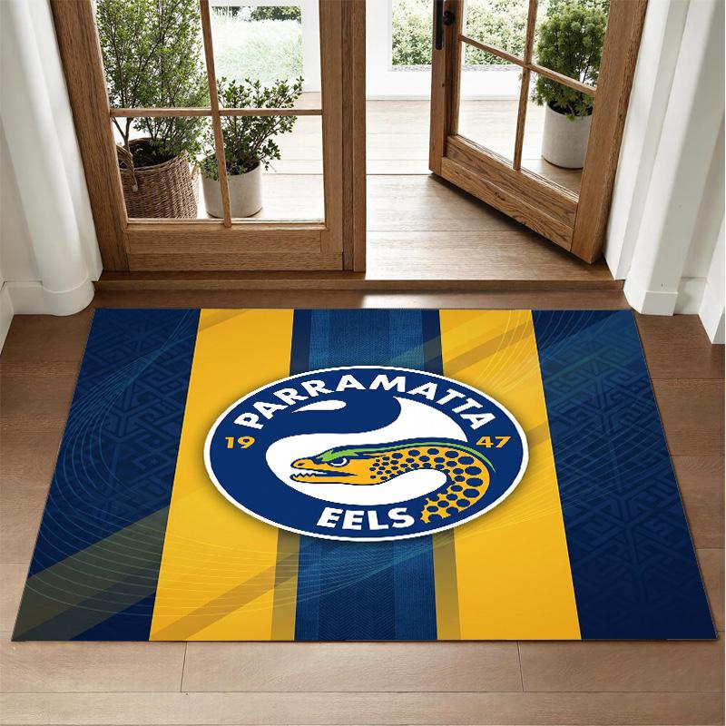Parramatta Eels Design Crystal Velvet Rug Soft Decorative Mat for Bedroom Entrance