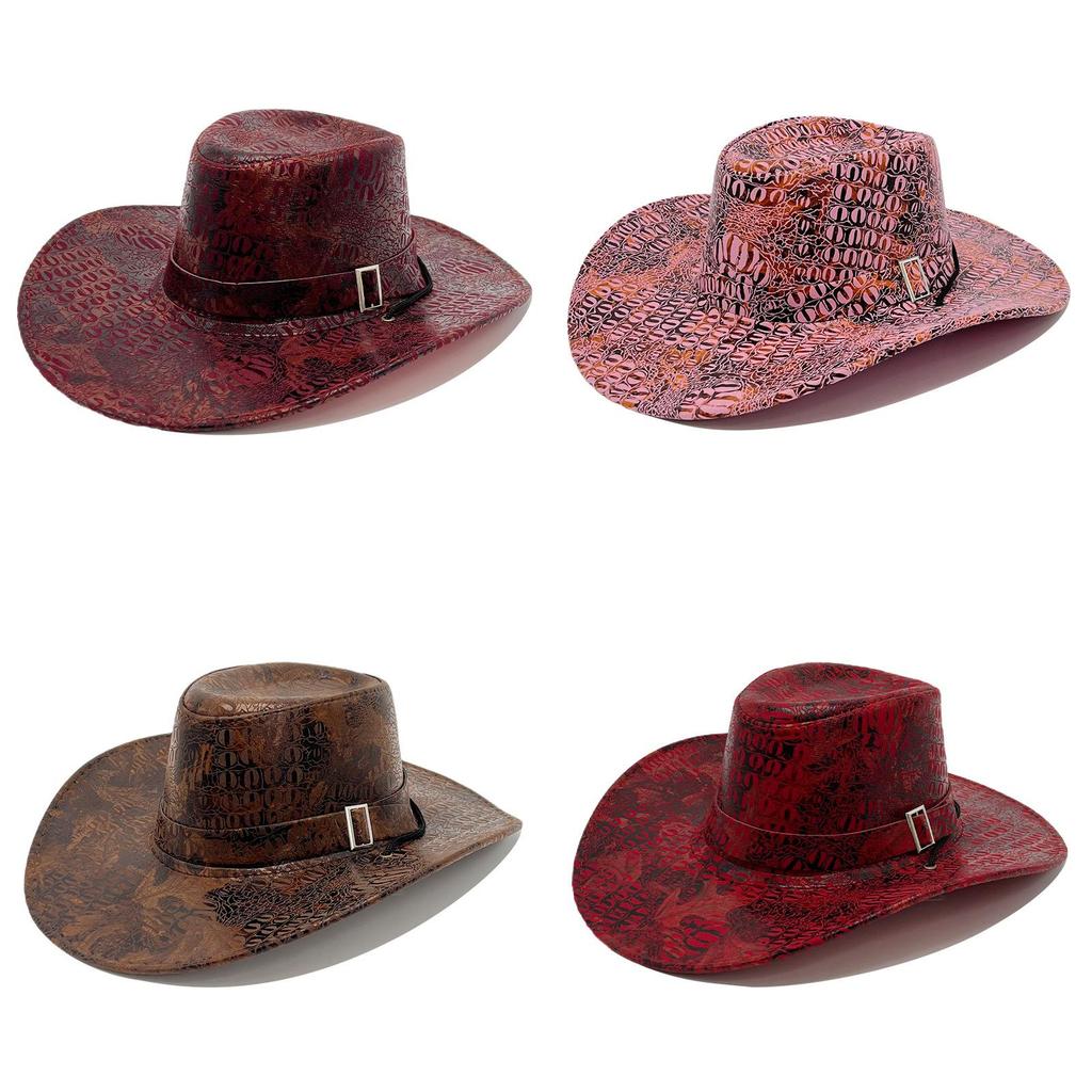 Retro Cowboyhut für Männer Frauen PU-Leder Sonnenschutz für Outdoor-Camping-Aktivitäten