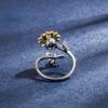 Japanese and Korean Fashion Couple Women's Ring Rotating Ring New Flower Shape Electroplated Copper Ring Exquisite