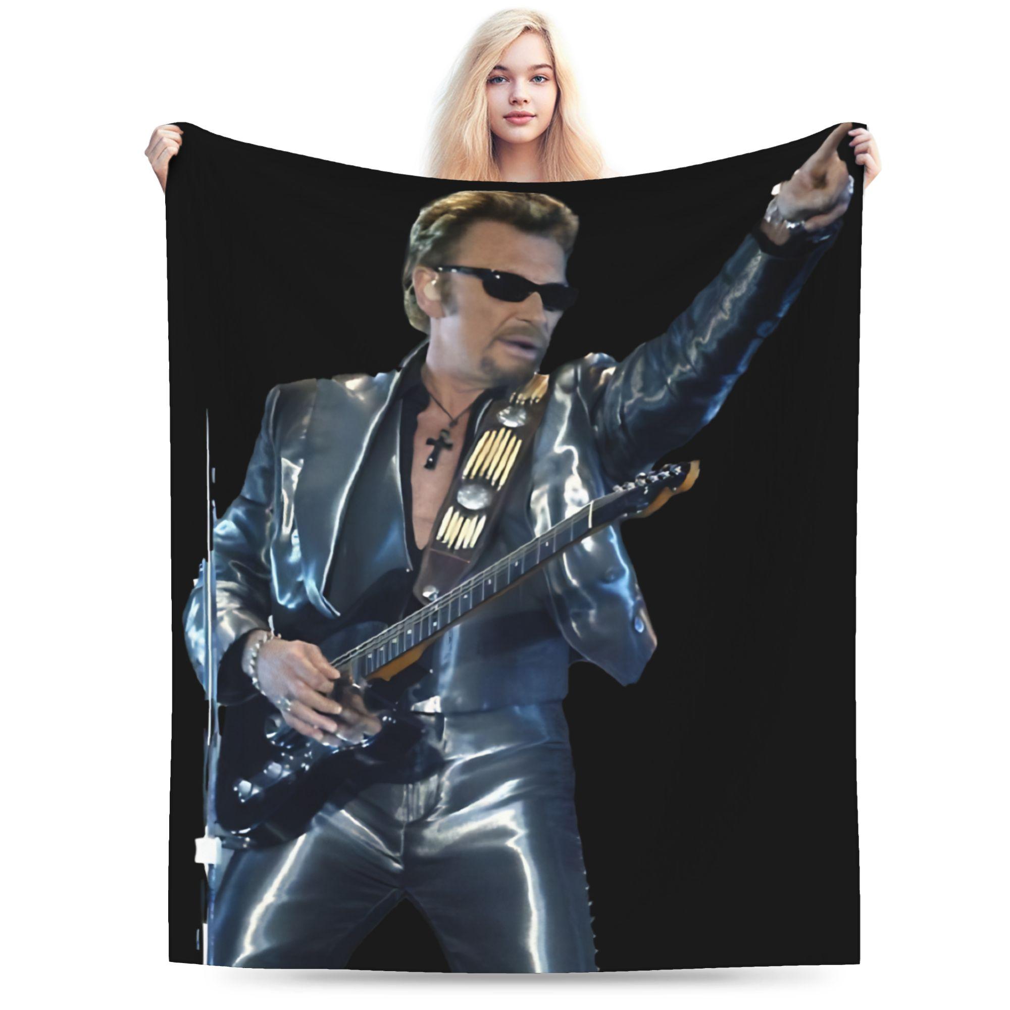 

Johnny Hallyday Plush Blanket Girls Boys Flannel Throw Blanket For Outdoor Warm Soft DIY Quality Bedspread 75x90cm