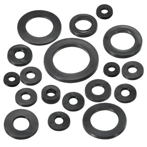 PATIKIL M4 Rubber Flat Washers, 40pcs, 4mm ID x 9mm OD x 1.2mm Thick, for Sealing, Spacer, Gasket, Ring, Faucet, Pipe, Water Hose, Fastener, Bolt, Bla