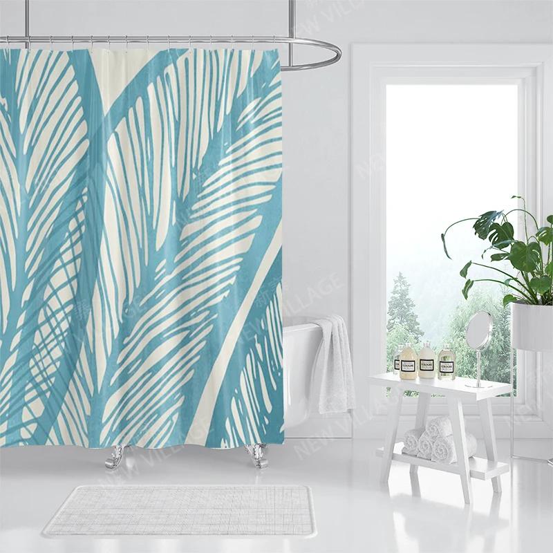Nordic wind Abstract Art shower curtain waterproof polyester fabric bath curtain Morandi color block curtains for bathroom decor