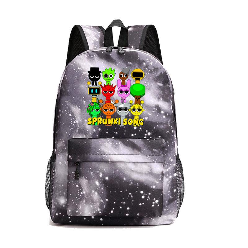 Rhythm Box Sprunki Cartoon Game Printed Backpack Student Bag Canvas Bag Children Cartoon