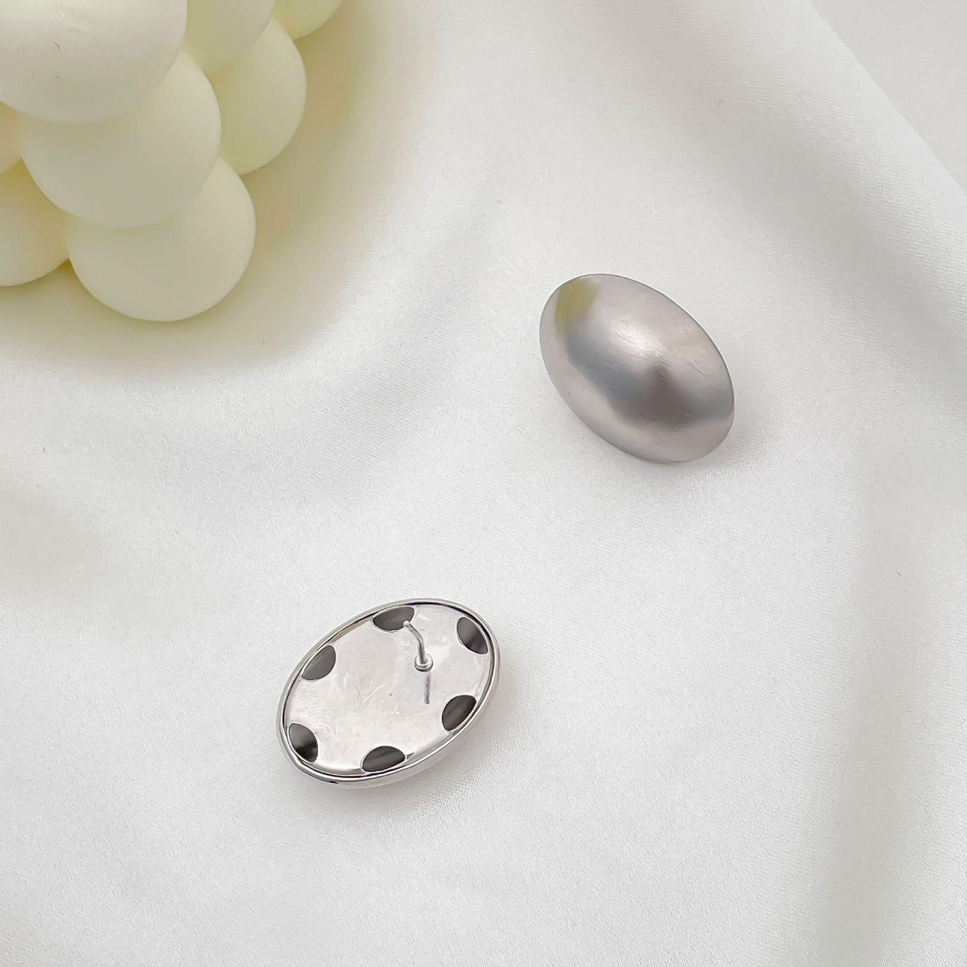 

Серьги-гвоздики из 18-каратного золота с медным покрытием, матовая отделка, женские простые серьги с овальным дизайном в стиле «холодный ветер», темпераментные серьги серебряный