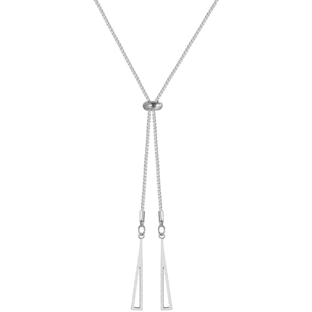 Metallic Geometric Fashionable Triangle Necklace For Women Stylish Long Chain Accessory