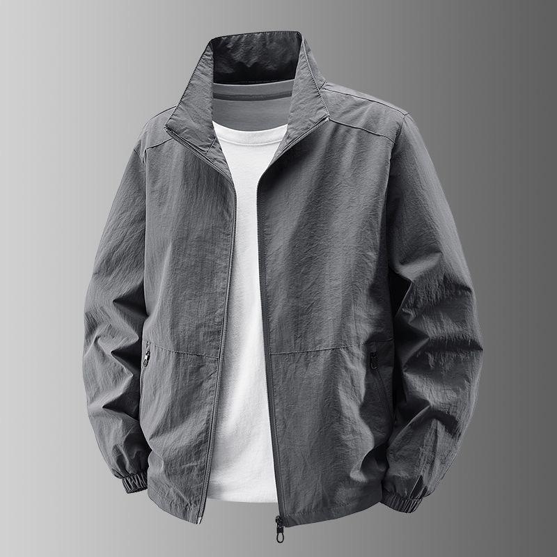 Live Broadcast Versatile Men's Jacket: Stand Collar Coat for Spring, Autumn, Winter - Suitable for Middle-aged and Young Men, Loose Fit.