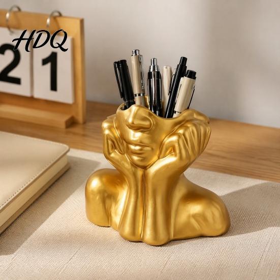 Desk Organizer for Pens Abstract Face Vase Artistic Female Pen Holder Makeup Brush Office Supplies Modern Decorative Vase Centerpiece Living