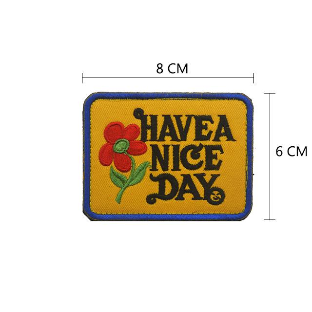 Heart & Rose Cat Embroidery Patch:  Have a Nice Day  Design