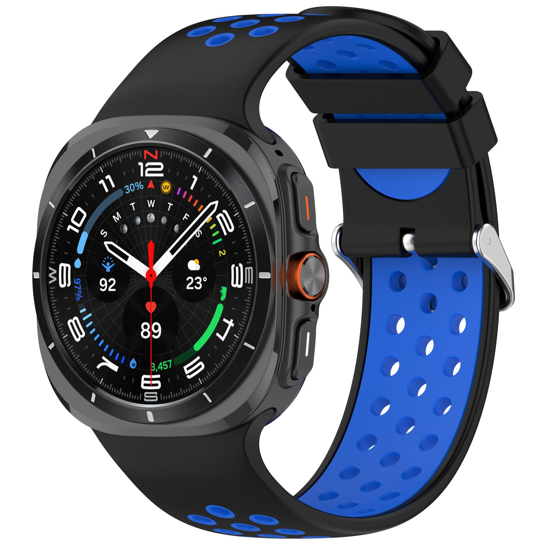 

For Samsung Galaxy Watch Ultra 47mm Silicone Sport Strap Breathable Dual Color Watch Strap Red/Black