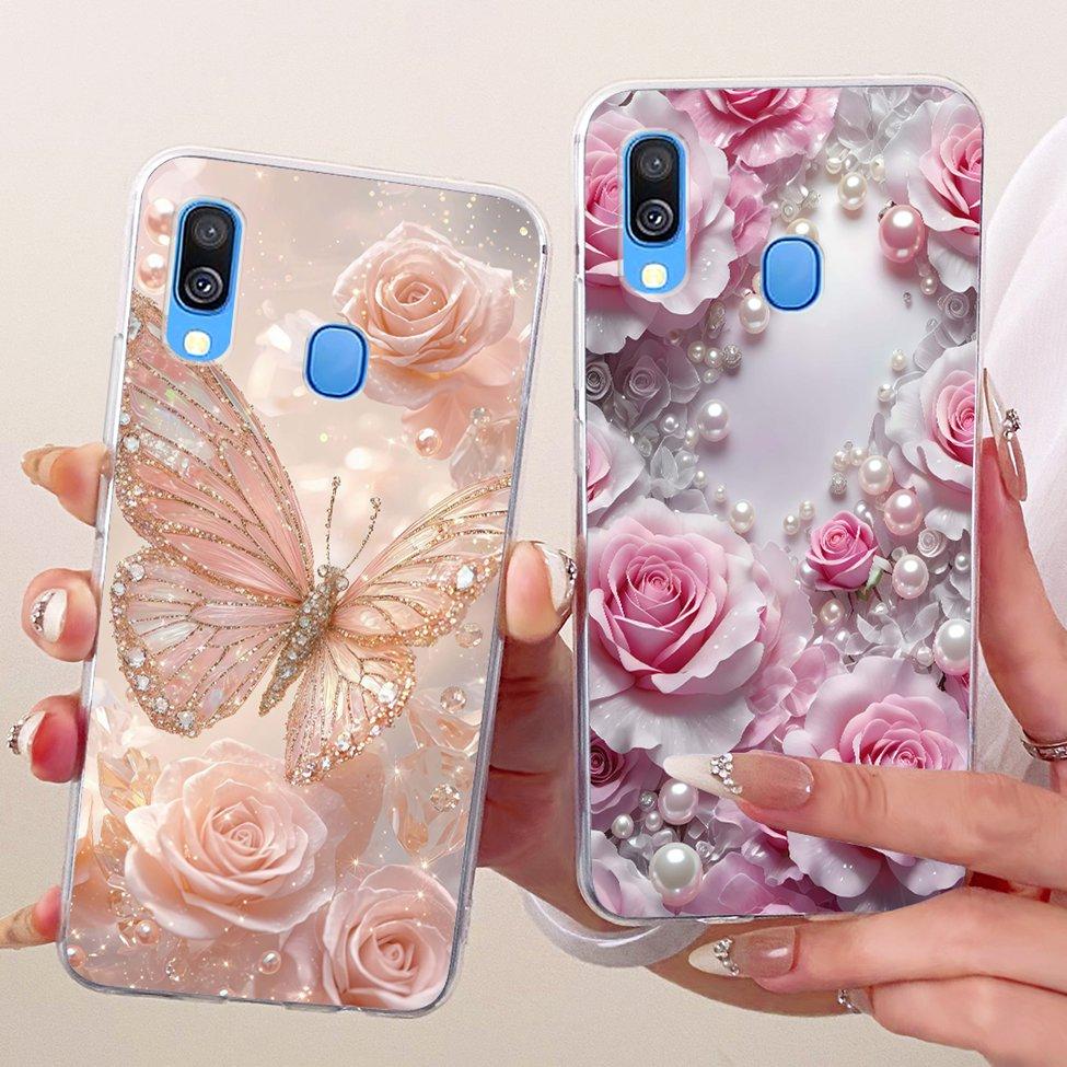 For Samsung A40 Case Transparent Cute Cat Fashion Butterfly Funny Painted Phone Casing For Samsung Galaxy A40 SM-A405F Cover