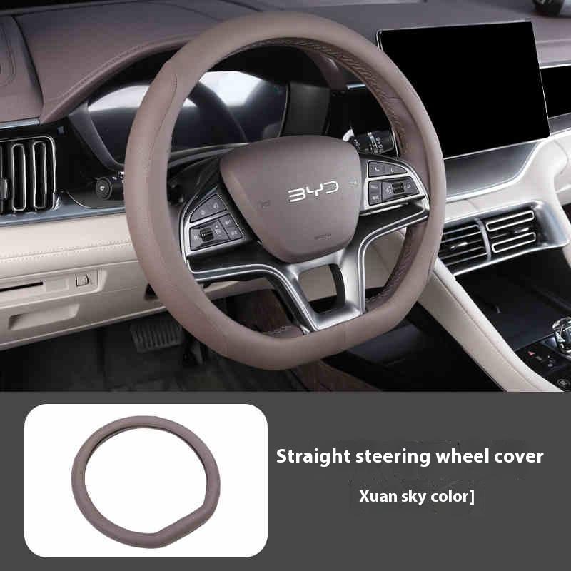 For BYD Song Plus DMI Seal U Sealion 6 Steering Wheel Cover Hand-Stitched Anti-Slip Leather Interior Car Accessories