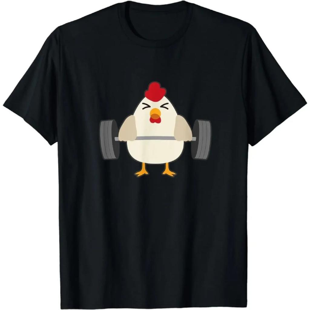 Chicken Power Deadlift - Funny Weightlifter T-Shirt Custom Printed Shirts Funny T Shirts Men Clothing Tops Graphic T Shirts