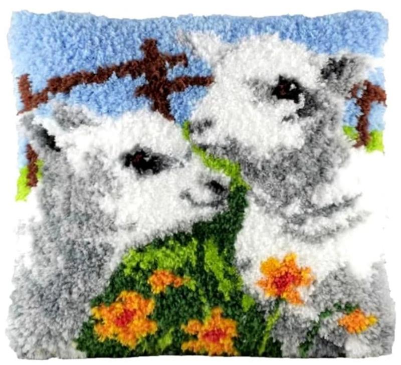 Diy Latch Hook Duck Rabbit Cushion Pillowcase Canvas Crocheting Carpet Embroidery Pillow Latch Hook Kit Knitted Knot Carpet Deco