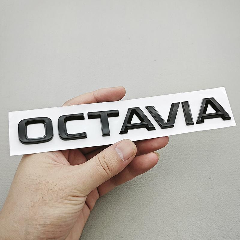 QPZF2 3D ABS Chrome Black Logo OCTAVIA TSI Emblem Letters Car Rear Trunk Badge For Skoda Octavia 1 2 3 4 A5 A7 MK3 Sticker Accessories