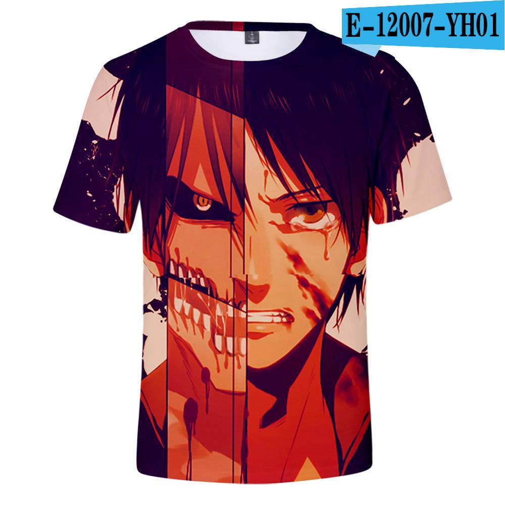 Pánské 3D barevně potištěné tričko s krátkým rukávem se streetovou módou Around The Giant In Summer Anime Attack T-Shirts