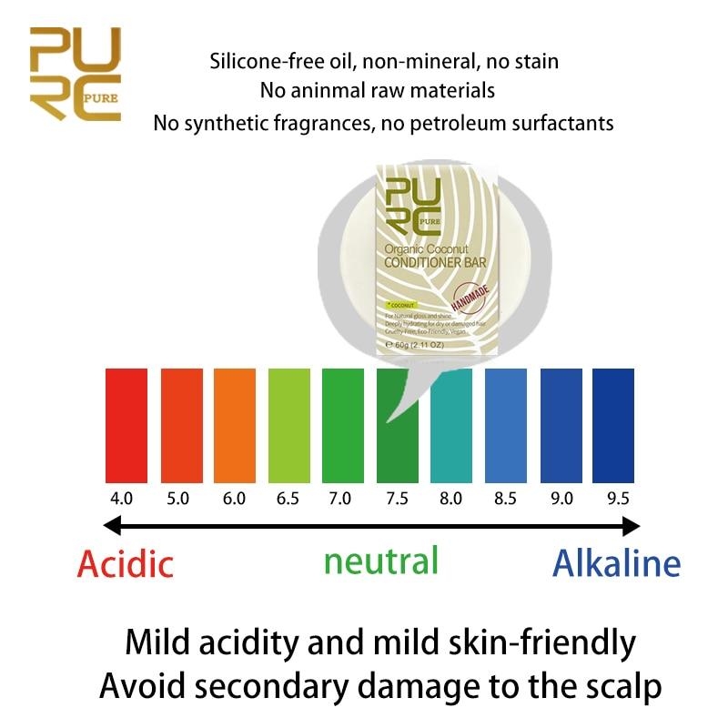 PURC Organický vlasový kokosový kondicionér na vlasy Ručně vyráběný tuhý kondicionér na vlasy Hluboce hydratační mýdlo pro suché/poškozené vlasy