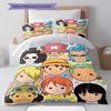 One Piece Anime Pattern Bedding Quilt Set Quilt Cover Pillowcase Home Birthday Gift(1 * Duvet Cover + 2 * Pillowcase, Without Core)
