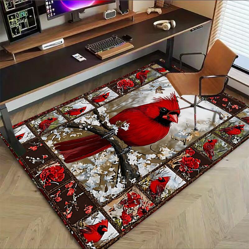 1PC Cardinal Flowers Non-Slip Floor carpet, Office, family, bedroom, Studio - Large Area Rug, Vibrant Colors-C0489